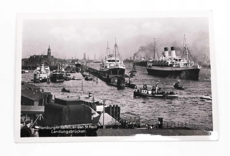 STARA POCZTÓWKA - NIEMCY, HAMBURG, PORT, STATKI