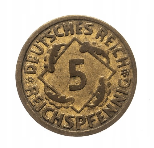 Niemcy, Republika Weimarska (1918-1933), 5 Reichspfennig 1924 A, Berlin