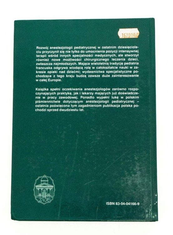 PODRĘCZNIK ANESTEZJOLOGII PEDIATRYCZNEJ 1994