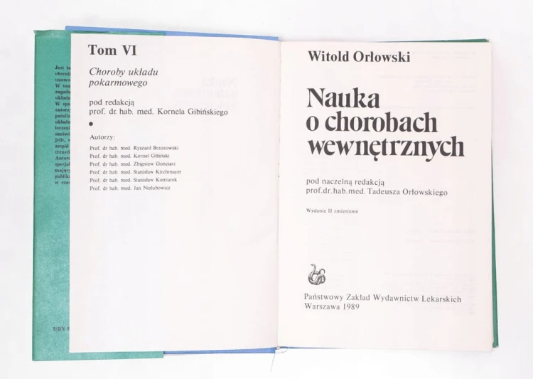 KSIĄŻKA W. ORŁOWSKI, NAUKA O CHOROBACH WEWNĘTRZNYCH, TOMY 1-8 (1988 - 1990)
