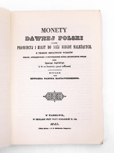 I. Zagórski, Monety dawnej Polski, teksty do tablic, reedycja Warszawa 1977