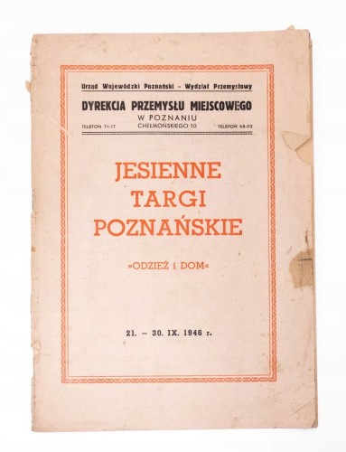 STARA REKLAMA, JESIENN TARGI POZNAŃSKIE, ODZIEŻ I DOM, POZNAŃ 1946