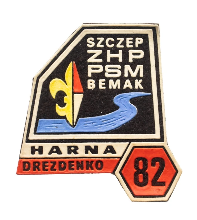 NASZYWKA HARCERSKA - SZCZEP ZHP PSM BEMAK, HARNA DREZDENKO 1982