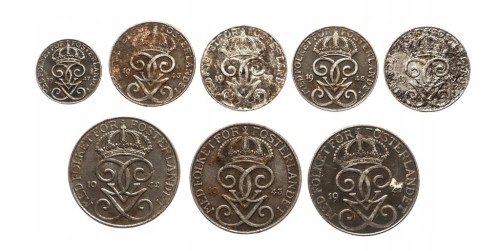 Szwecja, zestaw monet obiegowych 1942-1950 (8 szt.)