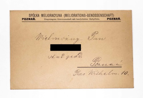 STARA KOPERTA LISTOWA - SPÓŁKA MELIORACYJNA, POZNAŃ pocz. XX w.