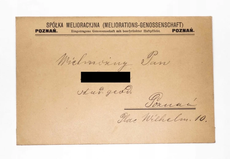STARA KOPERTA LISTOWA - SPÓŁKA MELIORACYJNA, POZNAŃ pocz. XX w.