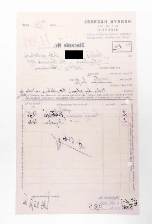 STARY RACHUNEK - H. HAENSEL FABRYKA ESENCJI OLEJKÓW BARWNIKÓW, BIELSKO 1936