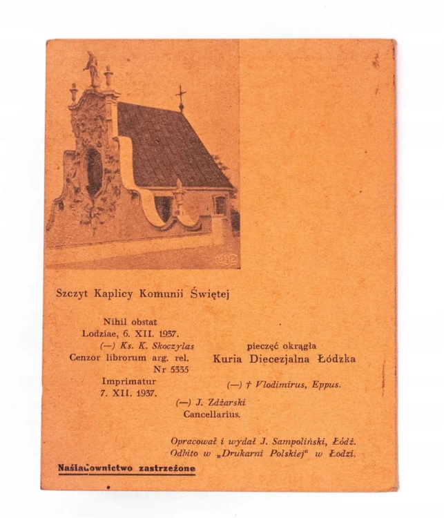 STARA ROZKŁADANKA Z GRAFIKAMI - JASNA GÓRA, ŁÓDŹ 1937