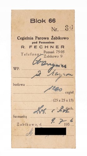 STARY RACHUNEK - CEGIELNIA PAROWA R. FECHNER, ŻABIKOWO LUBOŃ 1936