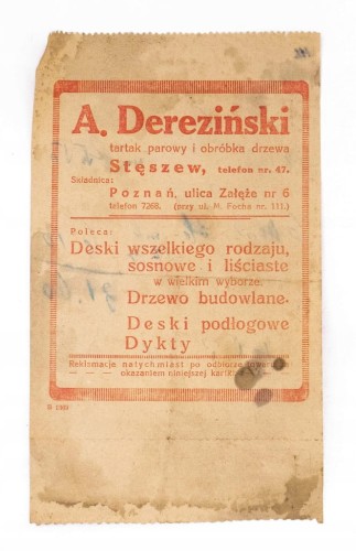 STARY RACHUNEK - TARTAK PAROWY A. DEREZIŃSKI, STĘSZEW II RP