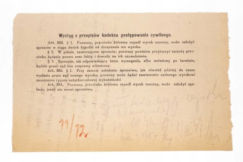 STARE PISMO - ZAWIADOMIENIE SĄDOWE, SĄD GRODZKI, PIŃSK 1937