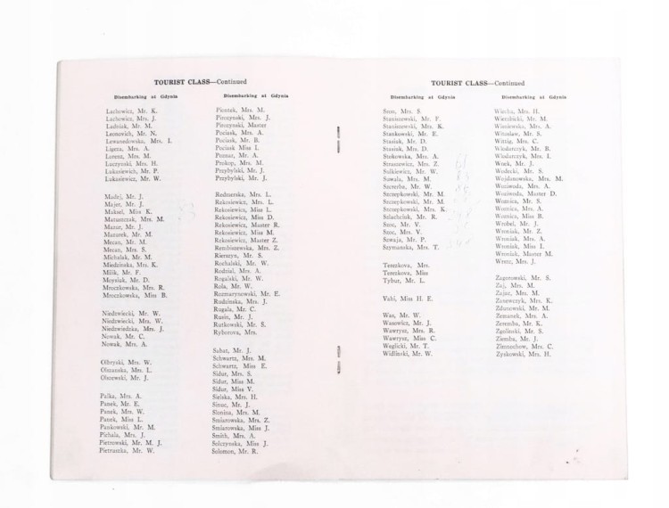 STARA KSIĄŻECZKA - LISTA PASAŻERÓW REJSU M/S MATORY 1965