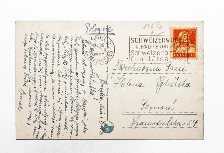 STARA POCZTÓWKA - SZWAJCARIA, BAZYLEA, MOST NAD RZEKĄ 1933