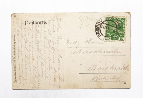 STARA POCZTÓWKA - CZECHY, PRZERÓW, MOST NAD RZEKĄ 1914