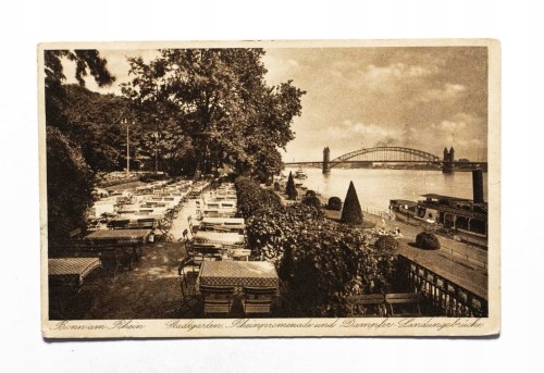 STARA POCZTÓWKA - NIEMCY, BONN AM RHEIN, RESTAURACJA NAD RZEKĄ REN 1928