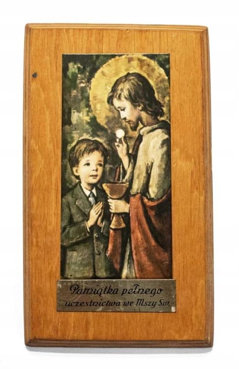 STARY OBRAZEK - PAMIĄTKA PEŁNEGO UCZESTNICTWA WE MSZY ŚWIĘTEJ, POZNAŃ 1975