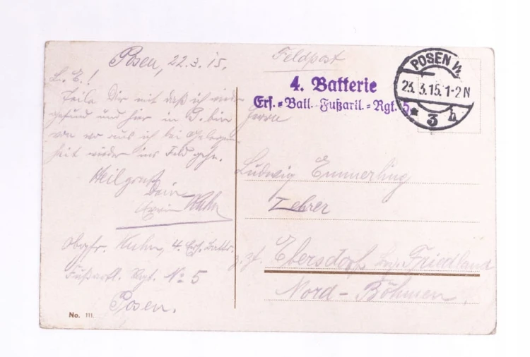 POZNAŃ - DYREKCJA POCZTY, ŚW. MARCIN, FELDPOST 1915
