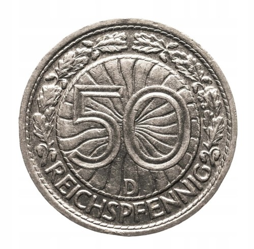 Niemcy, Republika Weimarska (1918-1933), 50 Reichspfennig 1928 D, Monachium