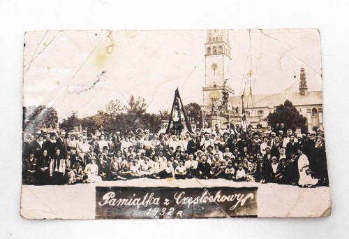 STARA FOTOGRAFIA - PAMIĄTKA Z CZĘSTOCHOWY 1932 (sztandar Poznań 1930)