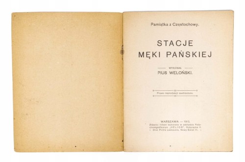 STARA KSIĄŻKA STACJE MĘKI PAŃSKIEJ, PAMIĄTKA Z CZĘSTOCHOWY 1913