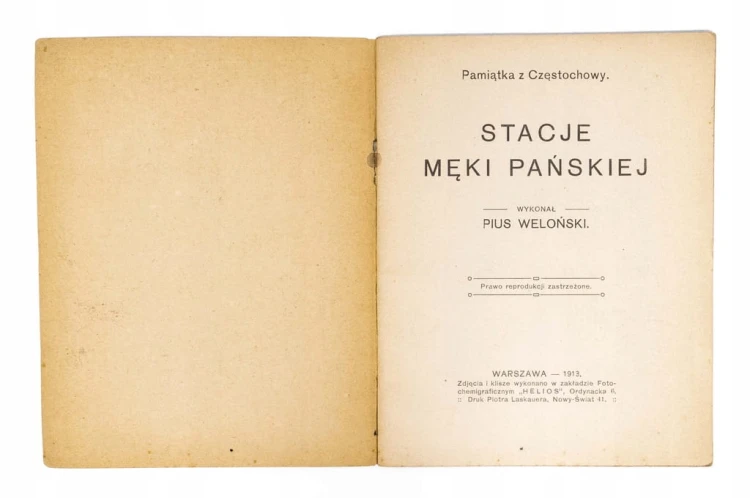 STARA KSIĄŻKA STACJE MĘKI PAŃSKIEJ, PAMIĄTKA Z CZĘSTOCHOWY 1913