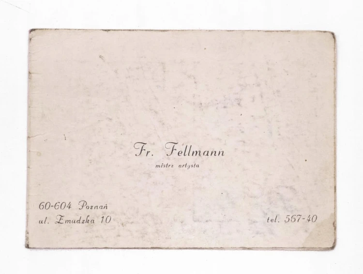 STARA REKLAMA - FR. FELLMANN, MISTRZ ARTYSTA PLASTYK, POZNAŃ l. 30/40