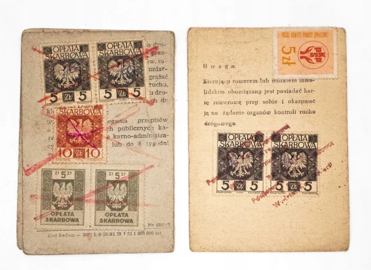 KARTA ROWEROWA + WPIS ROWERU DO REJESTRU, LUBOŃ 1958