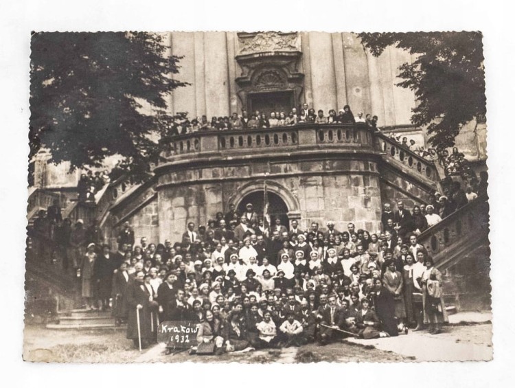 STARA FOTOGRAFIA - WYCIECZKA / PIELGRZYMKA, KOŚCIÓŁ NA SKAŁCE, KRAKÓW 1932