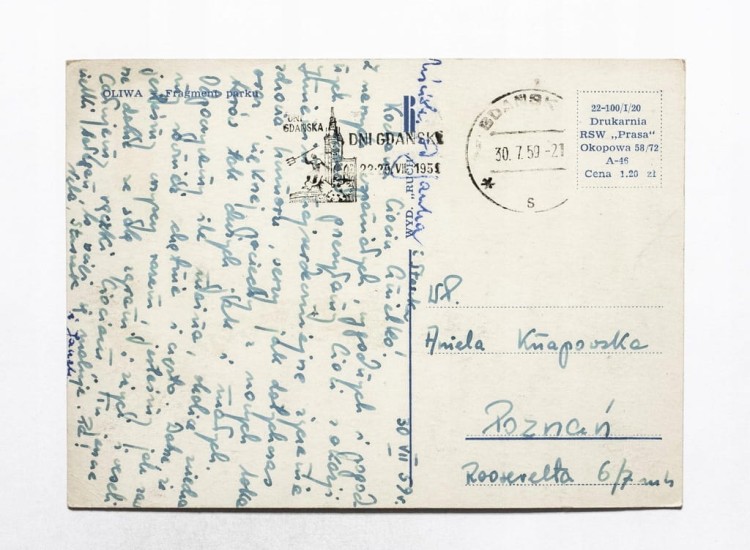 GDAŃSK, OLIWA - FRAGMENT PARKU 1959