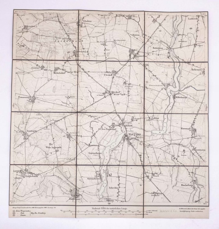 STARA MAPA - WOJ. WIELKOPOLSKIE, KŁECKO I OKOLICE 1911