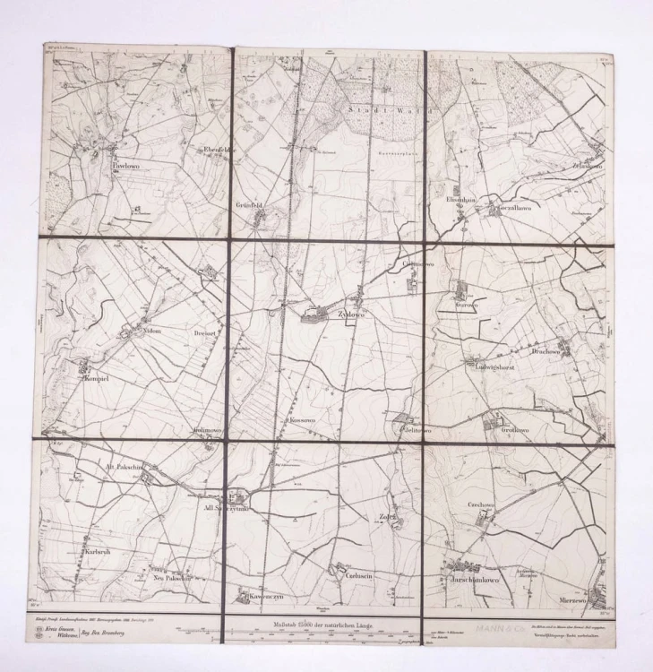 STARA MAPA - WOJ. WIELKOPOLSKIE, ŻYDOWO I OKOLICE 1911