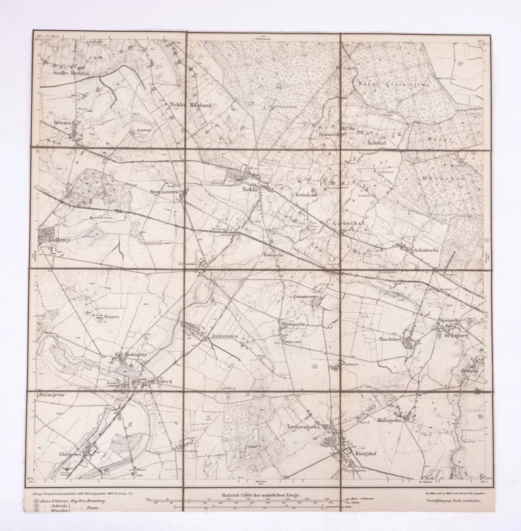 STARA MAPA - WOJ. WIELKOPOLSKIE, NEKLA, GIECZ, ŻERNIKI I OKOLICE 1911