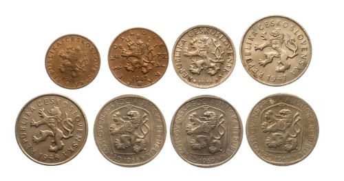 Czechosłowacja, zestaw monet obiegowych 1946-1969 (8 szt.)