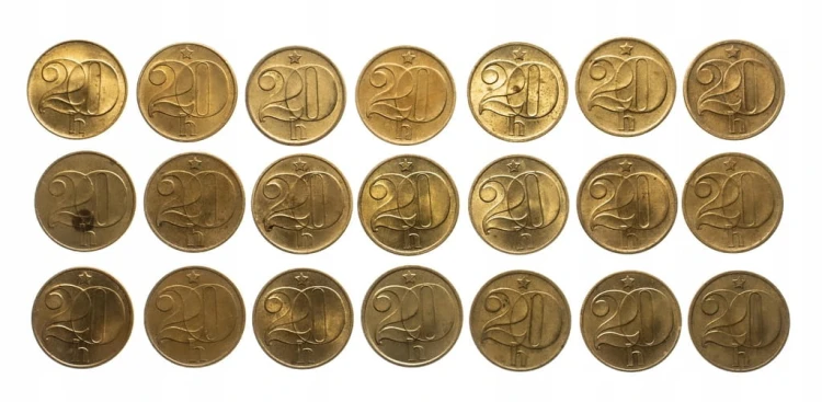 Czechosłowacja, zestaw 20 halerzy 1972-1992 (21 szt.)