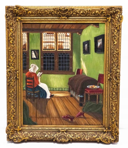 STARY MALOWANY OBRAZ - POKÓJ HOLENDRESKI, PIETER DE HOOCH (KOPIA)