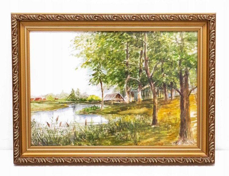 STARY MALOWANY OBRAZ - PEJZAŻ, R. ŁUCZKO