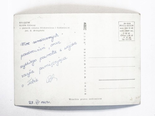KRAKÓW - RYNEK, SUKIENNICE, POMNIK ADAMA MICKIEWICZA 1967