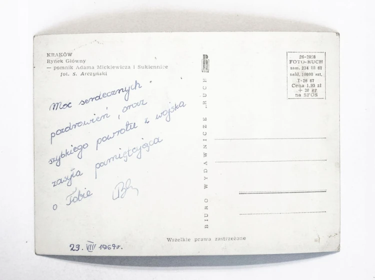 KRAKÓW - RYNEK, SUKIENNICE, POMNIK ADAMA MICKIEWICZA 1967
