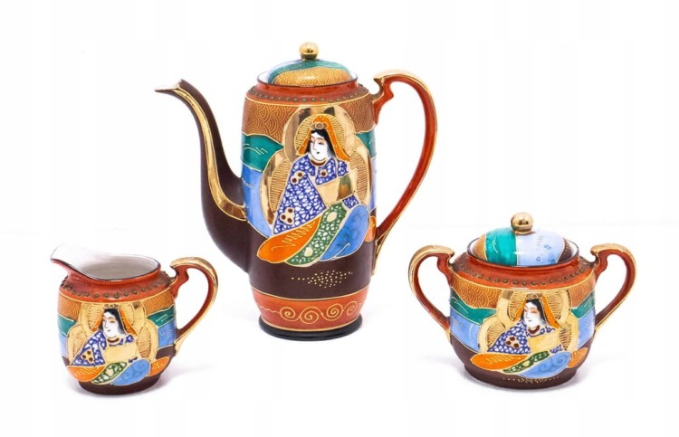 STARY SERWIS HERBACIANO-KAWOWY - JAPONIA SATSUMA