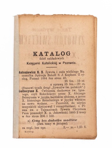 STARY KATALOG DZIEŁ KSIĘGARNII KATOLICKIEJ, POZNAŃ XIX / XX w.