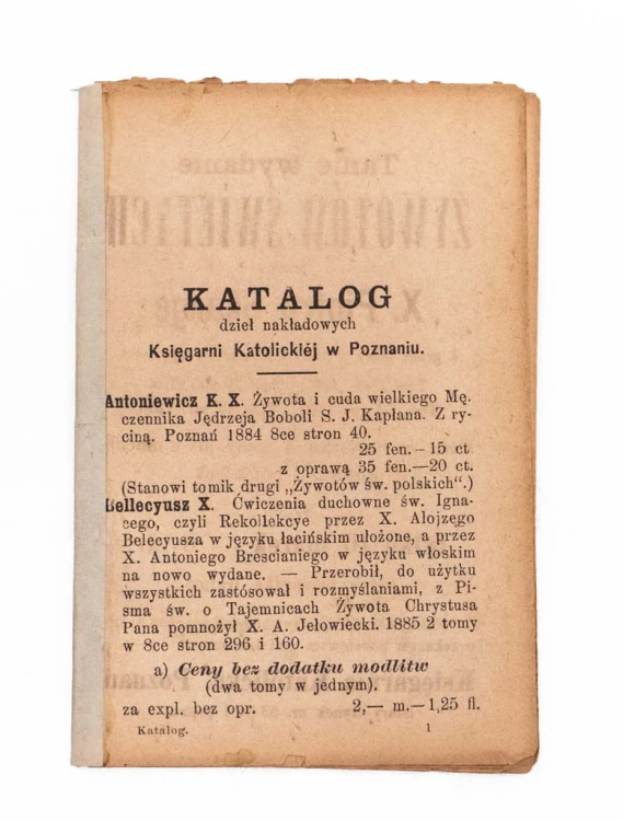 STARY KATALOG DZIEŁ KSIĘGARNII KATOLICKIEJ, POZNAŃ XIX / XX w.