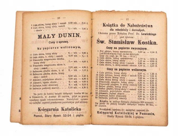 STARY KATALOG DZIEŁ KSIĘGARNII KATOLICKIEJ, POZNAŃ XIX / XX w.