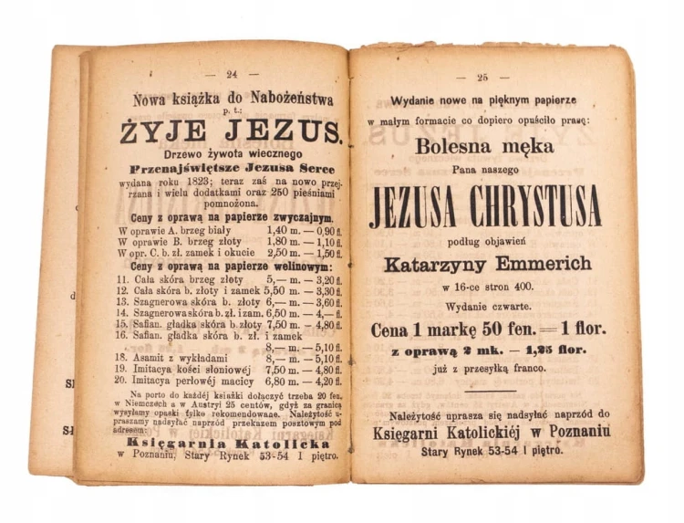 STARY KATALOG DZIEŁ KSIĘGARNII KATOLICKIEJ, POZNAŃ XIX / XX w.
