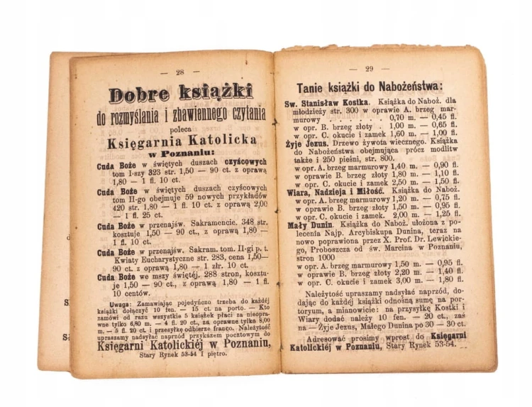STARY KATALOG DZIEŁ KSIĘGARNII KATOLICKIEJ, POZNAŃ XIX / XX w.